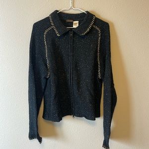 Vintage Tsunami full zip sweater with leather stitching